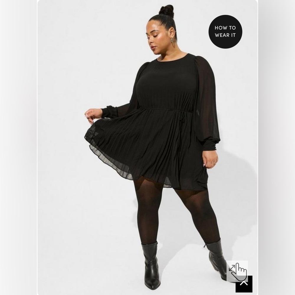 Torrid Mini Chiffon Pleated Dress - Picture 2 of 4